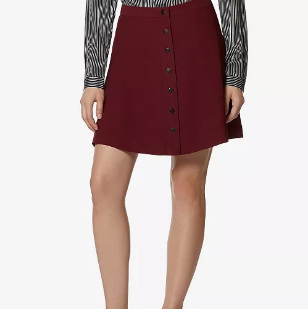 NWT $48 Avec Les Filles Button-Front A-Line Mini Skirt – Red, Size Small